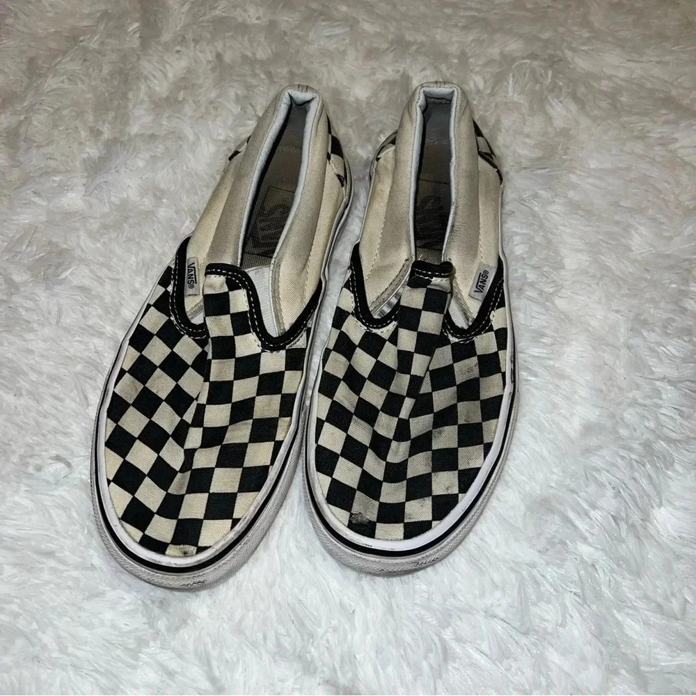 Vans Classic Slip On Black and White Checkerboard Print Size Mens 6 / Womens 7.5